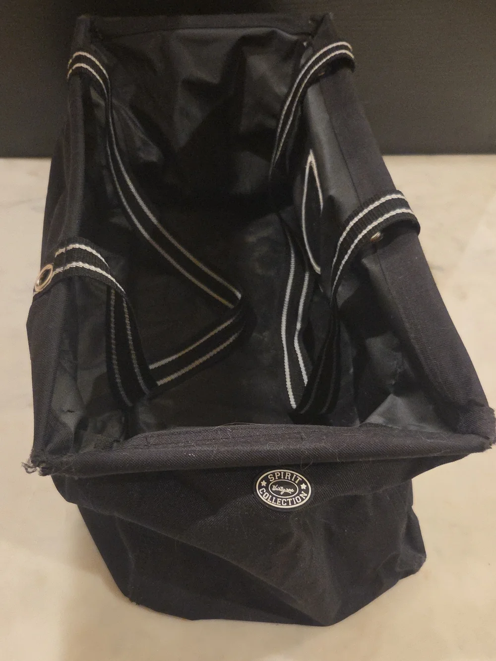 CU Black Canvas Tote Bag with Striped Handles
